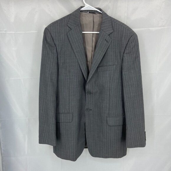 Yves Saint Laurent Men 42R Suit Jacket YSL Button Blazer Sport Coat Gray Stripe - Picture 1 of 12
